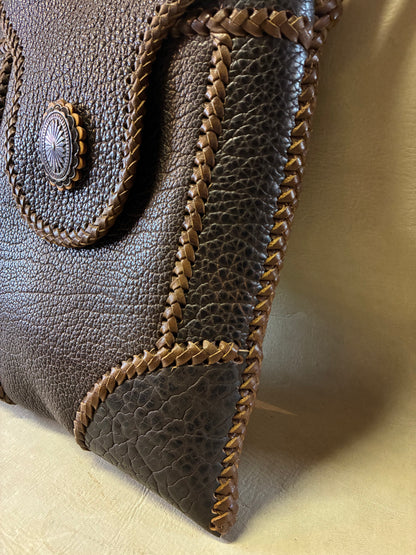 Brown Buffalo Leather Braiding Shoulder