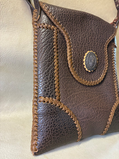 Brown Buffalo Leather Braiding Shoulder