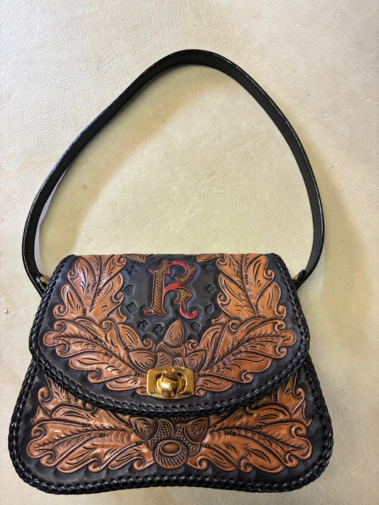 50's Style Leather Carving Handbag