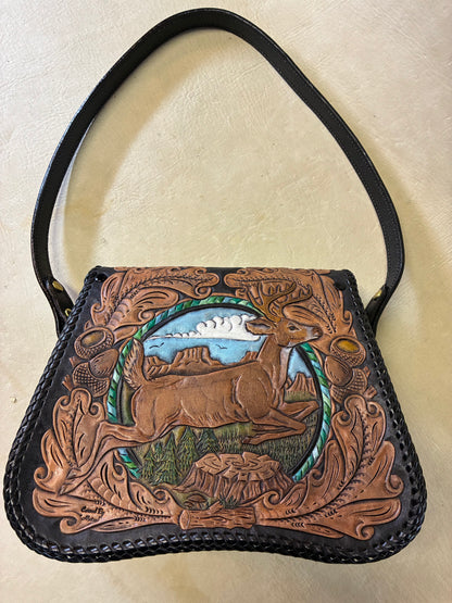 50's Style Leather Carving Handbag