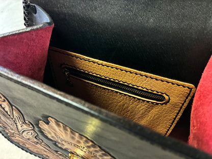 50's Style Leather Carving Handbag