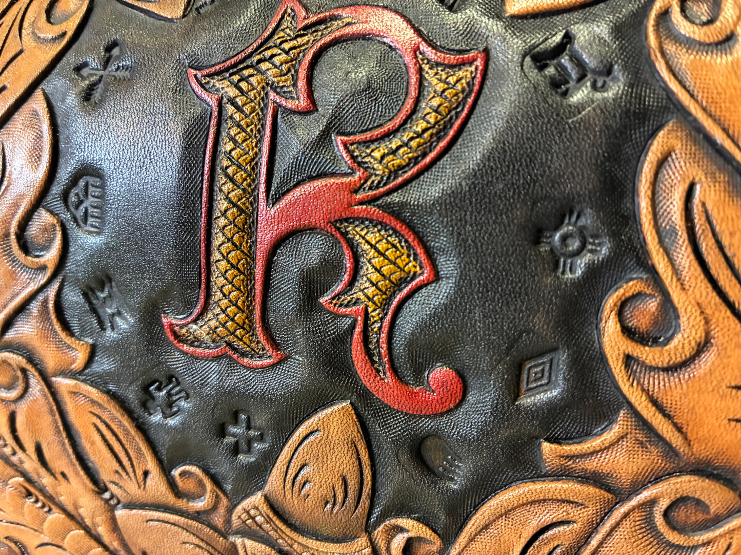 50's Style Leather Carving Handbag