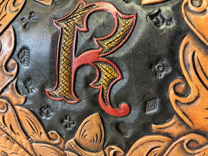 50's Style Leather Carving Handbag
