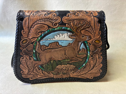50's Style Leather Carving Handbag